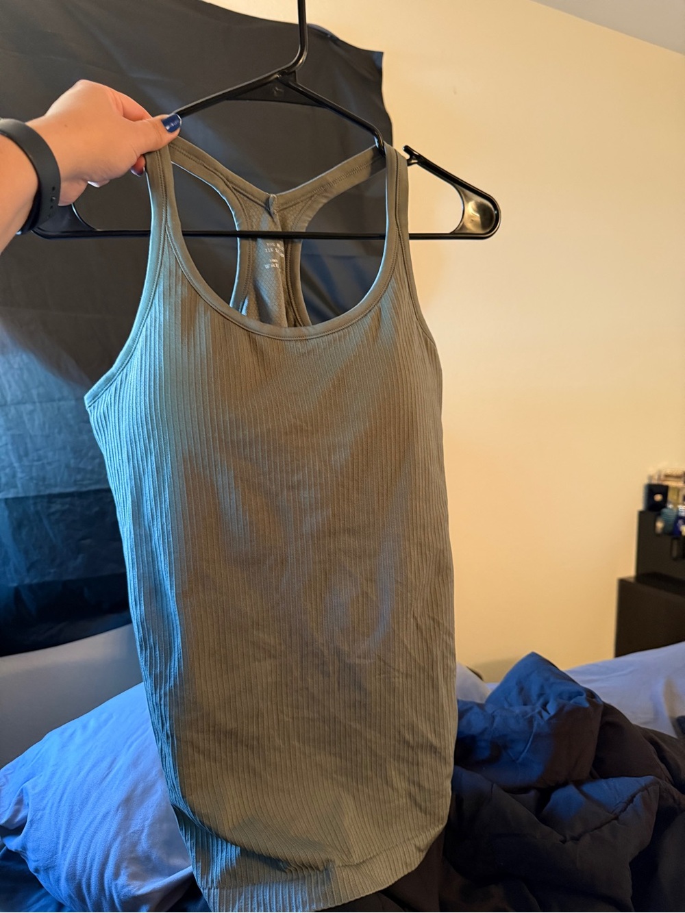 Womens Ribbed Racerback Tank Top - Olive Green